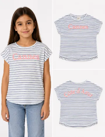 Tricou Zara, alb/albastru