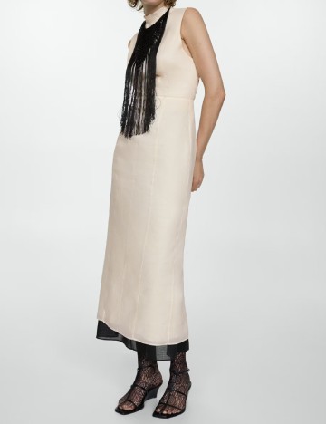 Rochie medie Mango, crem