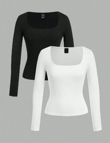 Set bluze 2 bucati SHEIN, alb/negru