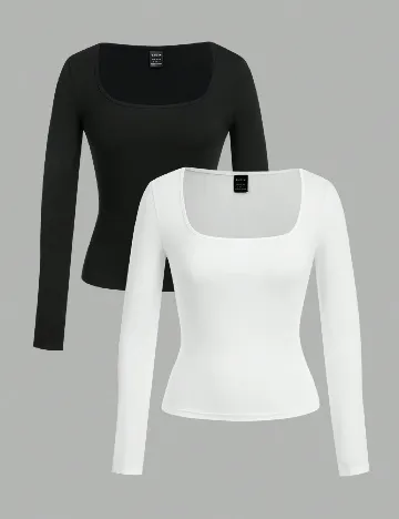 Set bluze 2 bucati SHEIN, alb/negru