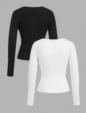 Set bluze 2 bucati SHEIN, alb/negru