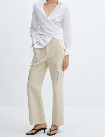 Pantaloni Mango, crem