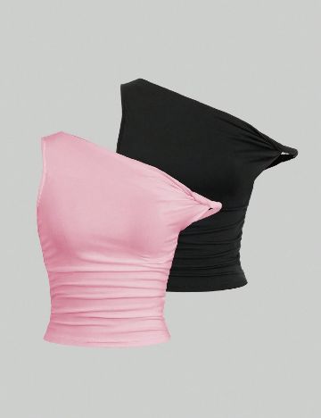 Set topuri 2 bucati SHEIN, negru/roz