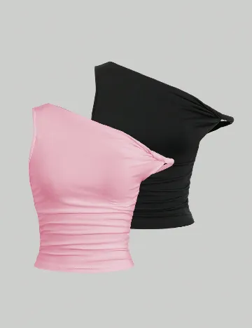 Set topuri 2 bucati SHEIN, negru/roz