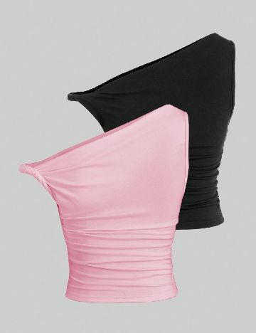 Set topuri 2 bucati SHEIN, negru/roz