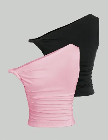Set topuri 2 bucati SHEIN, negru/roz