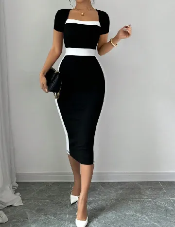 Rochie medie SHEIN, alb/negru