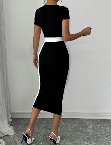 Rochie medie SHEIN, alb/negru
