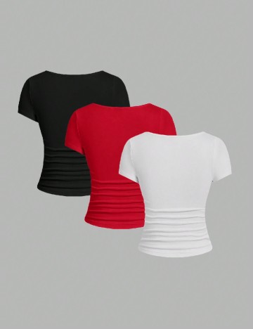 Set Tricouri 3 bucati SHEIN, mix culori