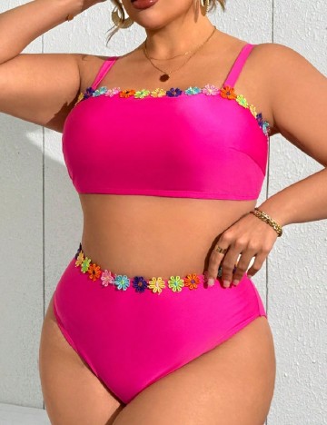 Costum de baie SHEIN CURVE, roz