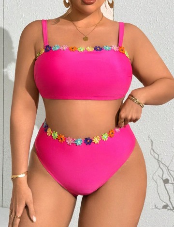 Costum de baie SHEIN CURVE, roz
