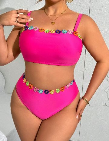 Costum de baie SHEIN CURVE, roz