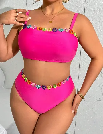 Costum de baie SHEIN CURVE, roz
