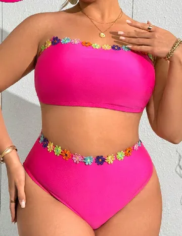 Costum de baie SHEIN CURVE, roz