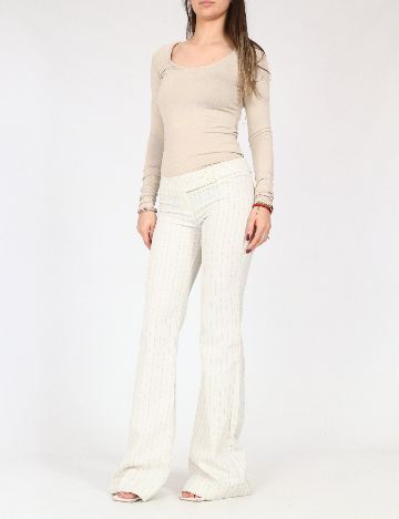 Pantaloni Bershka, ecru
