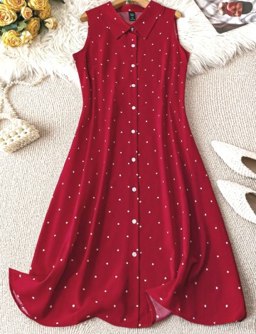 Rochie scurta SHEIN CURVE, rosu/alb