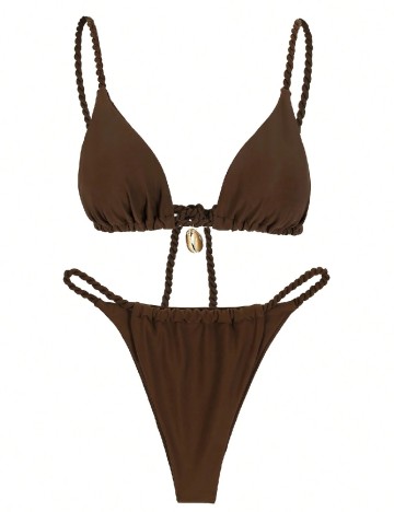 Costum de baie SHEIN, maro