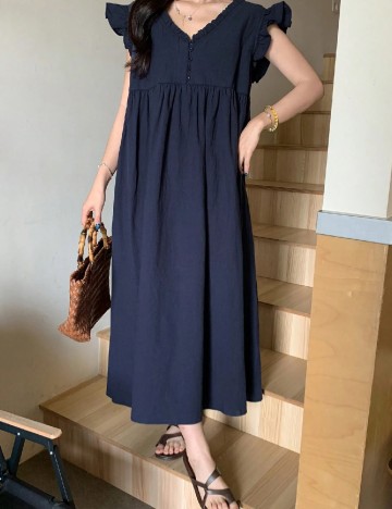 Rochie lunga Friful, bleumarin