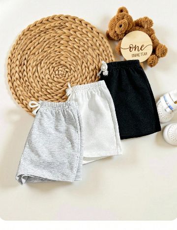 Set Pantaloni scurti 3 perechi Shein Kids, mix culori