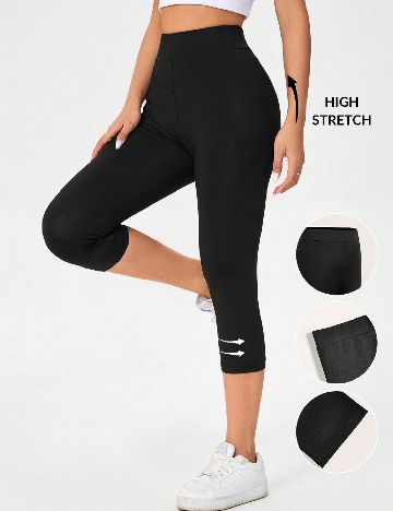 Colanti trei sferturi SHEIN CURVE, negru
