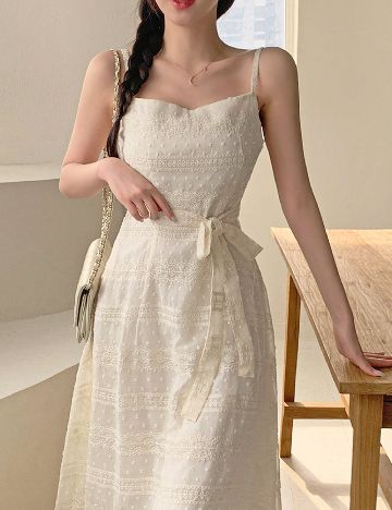 Rochie medie Dazy, crem