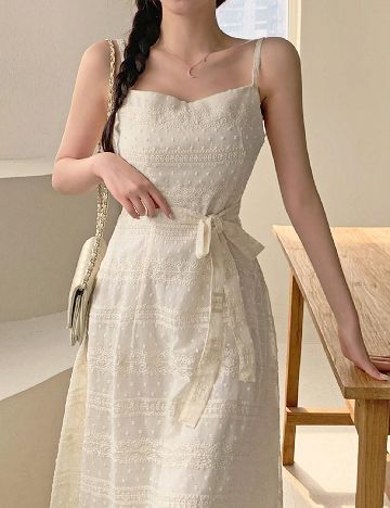 Rochie medie Dazy, crem
