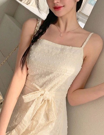 Rochie medie Dazy, crem