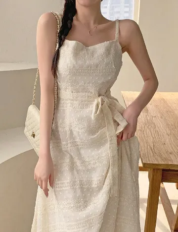 Rochie medie Dazy, crem