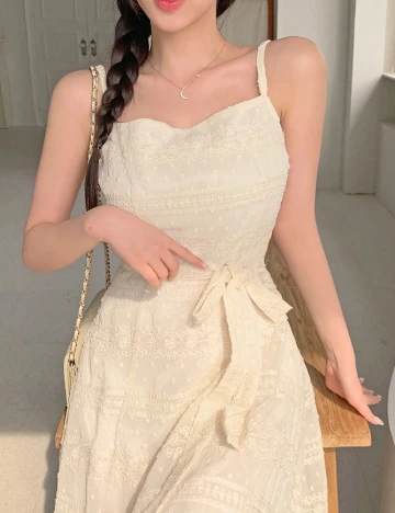 Rochie medie Dazy, crem