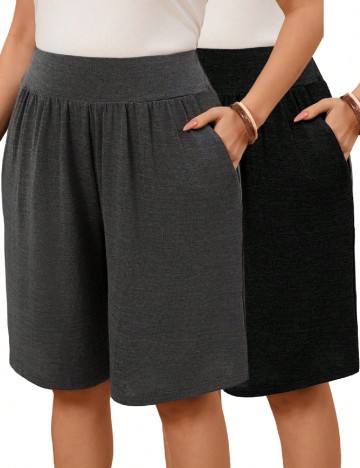 Set Pantaloni scurti 2 perechi SHEIN CURVE, mix culori