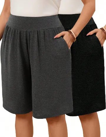 Set Pantaloni scurti 2 perechi SHEIN CURVE, mix culori