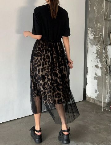 Rochie medie Dazy, animal print/negru