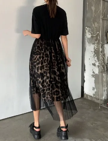 Rochie medie Dazy, animal print/negru
