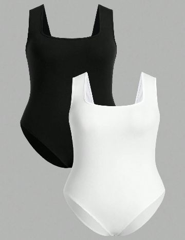 Set body 2 bucati SHEIN CURVE, alb/negru