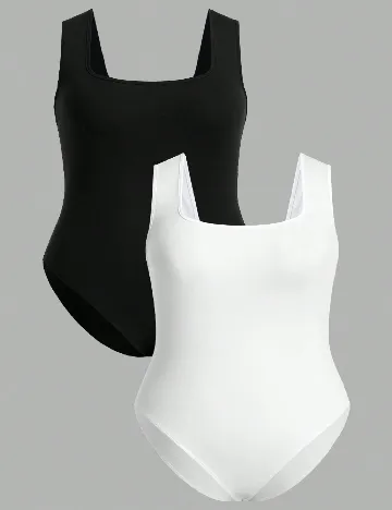 Set body 2 bucati SHEIN CURVE, alb/negru