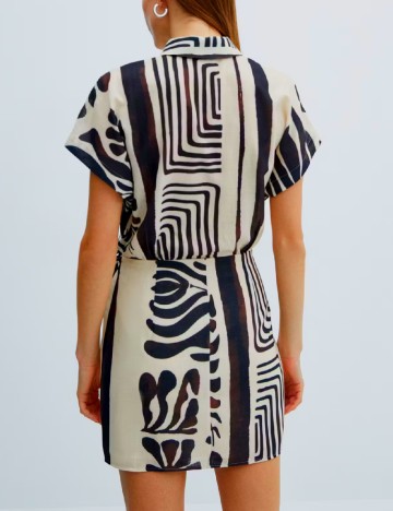 Rochie scurta Mango, crem/negru