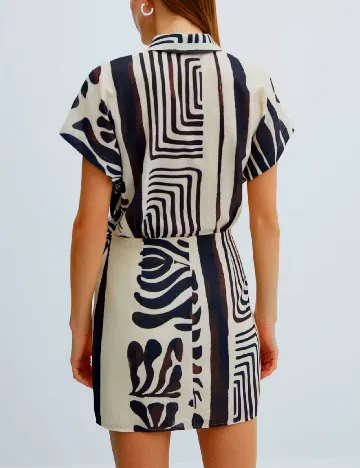 Rochie scurta Mango, crem/negru