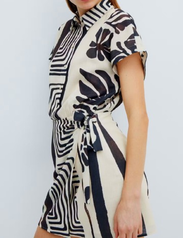 Rochie scurta Mango, crem/negru