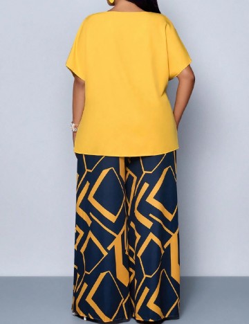 Compleu SHEIN CURVE, galben/bleumarin