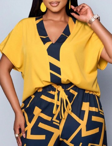 Compleu SHEIN CURVE, galben/bleumarin