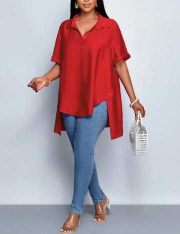 Camasa Oversize SHEIN CURVE, rosu