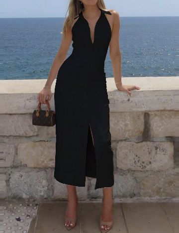 Rochie lunga Floreya, negru