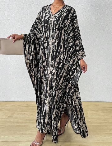 Rochie lunga SHEIN, negru/crem