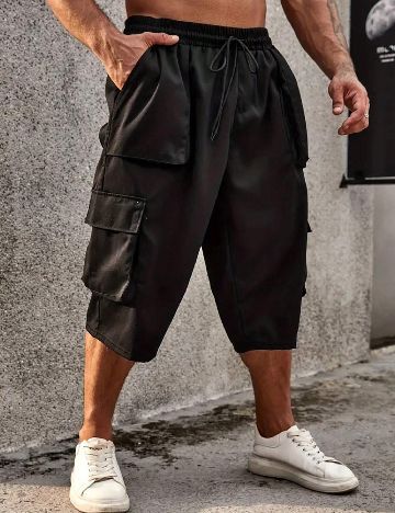 Pantaloni scurti SHEIN Plus Size Men, negru