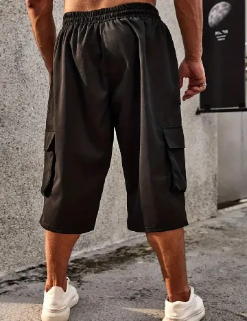 Pantaloni scurti SHEIN Plus Size Men, negru