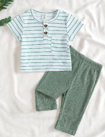 Compleu Shein Kids, verde/alb