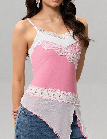 Top SHEIN, alb/roz