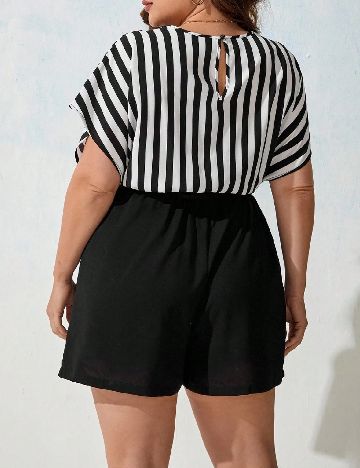 Salopeta SHEIN CURVE, negru/alb