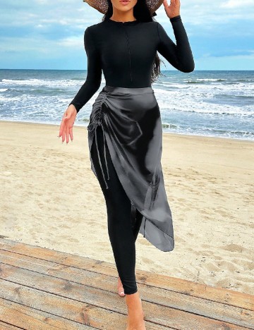 Costum de baie SHEIN, negru/gri