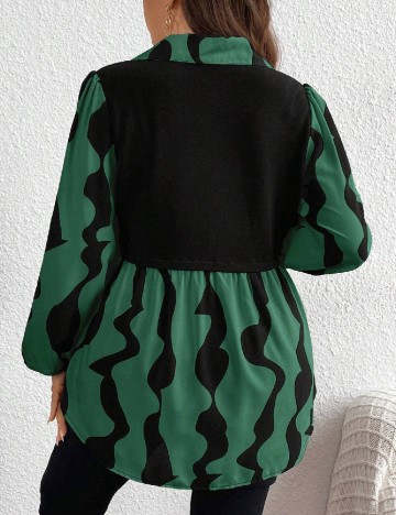 Camasa SHEIN CURVE, verde/negru